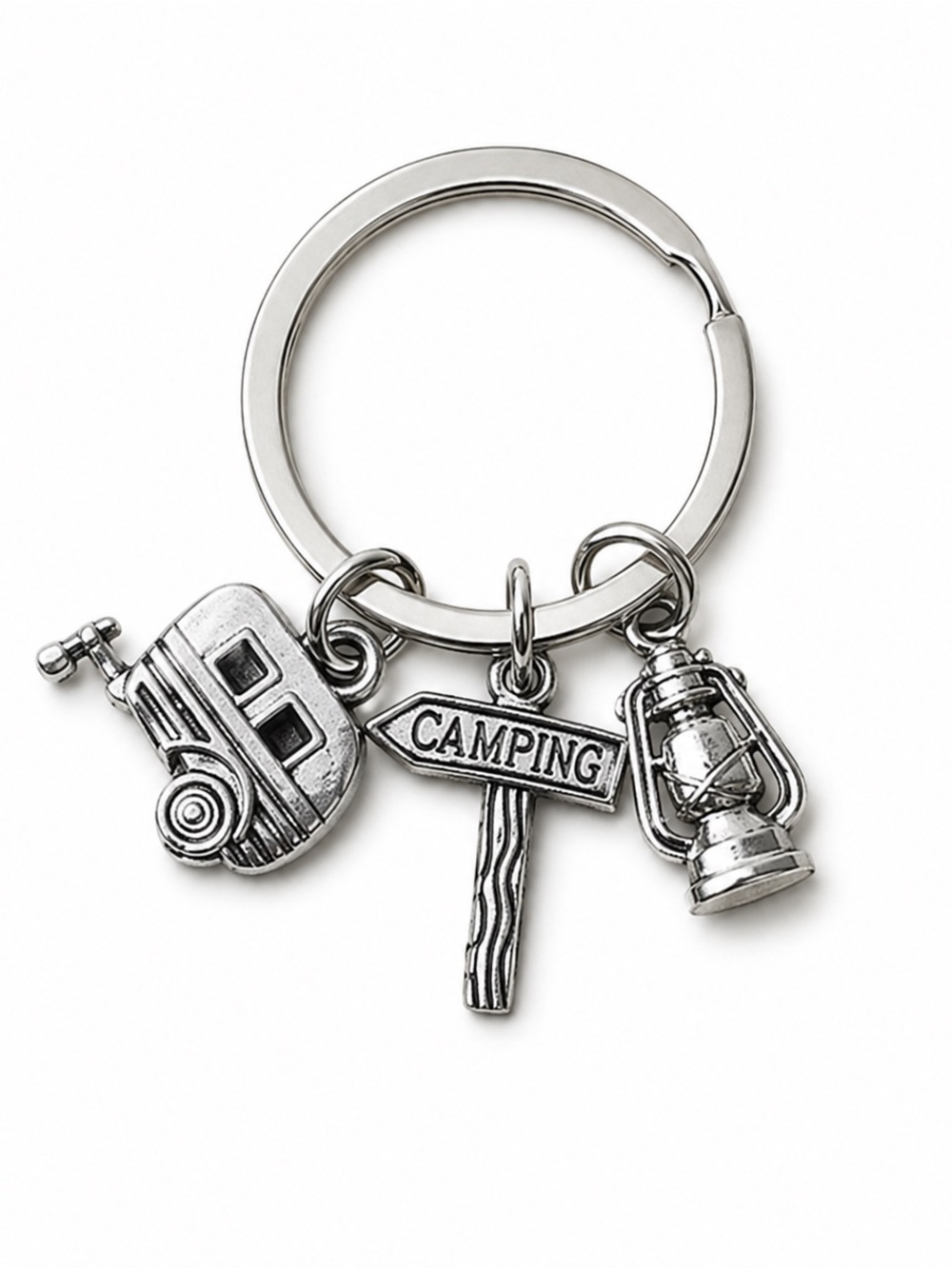 🩶 Camping Adventure Keychain Camper Lantern Camping Sign Key Ring